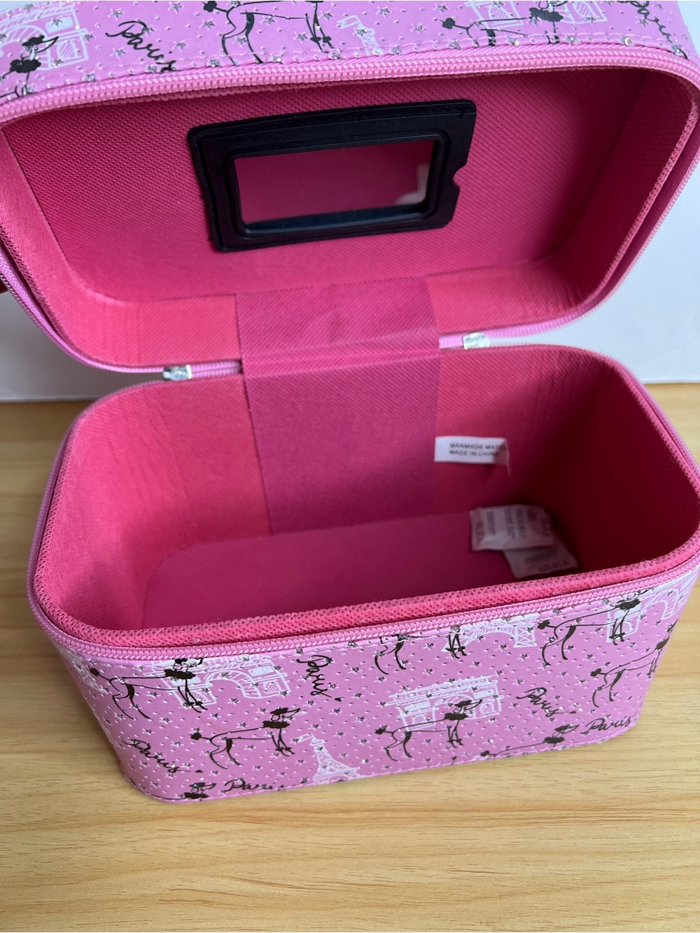 Pink Paris-Print Travel Cosmetic Case - Picture 4 of 5